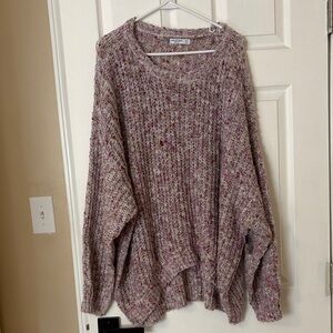 Arizona Jean Company Women's Marled Knit Sweater - Pink and Gray